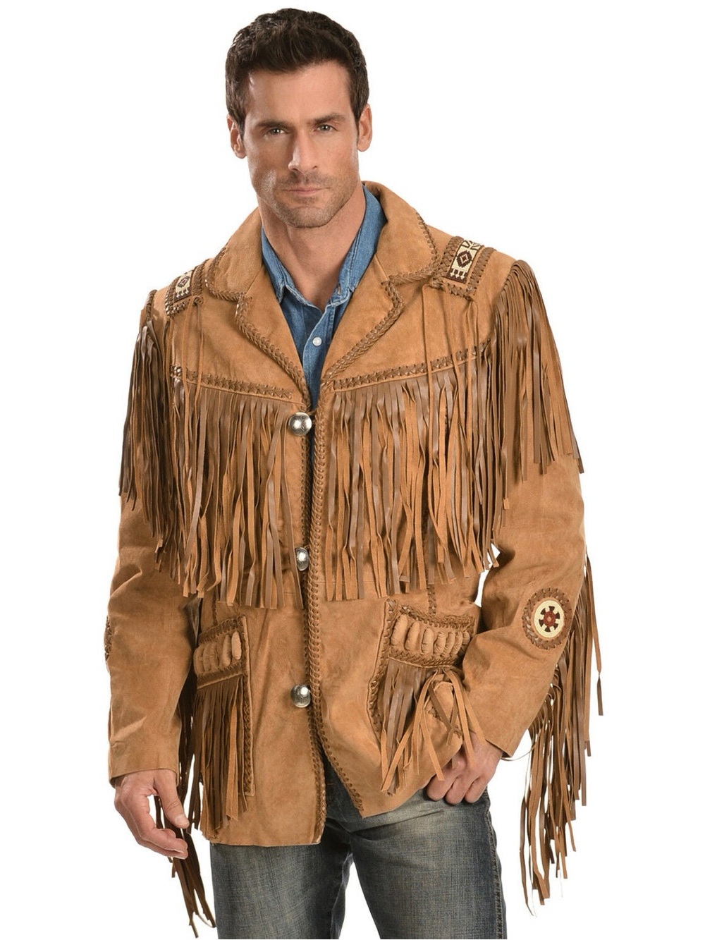 SCULLY MEN'S HAND LACED BEAD TRIM COAT - Genuine Leather